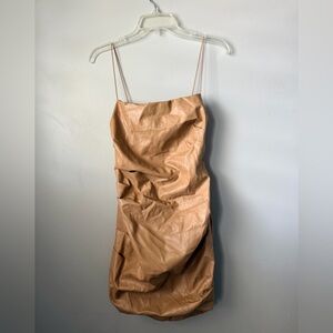 Old Sport Vegan Leather Elegant Caramel Dress